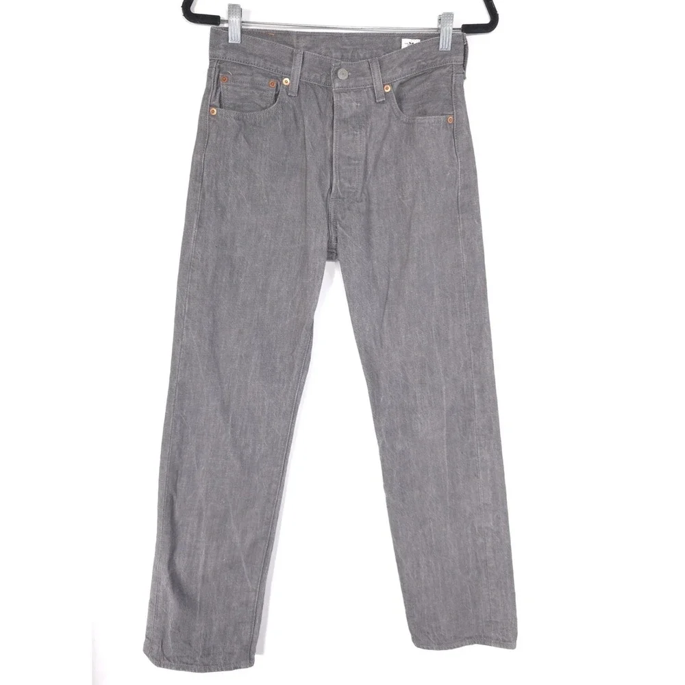 LEVIS 501 Mens Jeans 28x29 White Oak Cone Denim Button Fly GraySilver 00501-2128